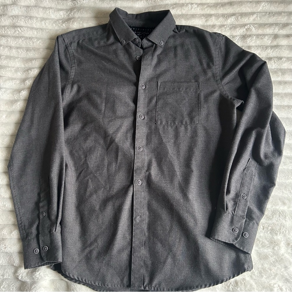 Men's Small Report Collection Classic Gray Button-Up Long Sleeve Shirt